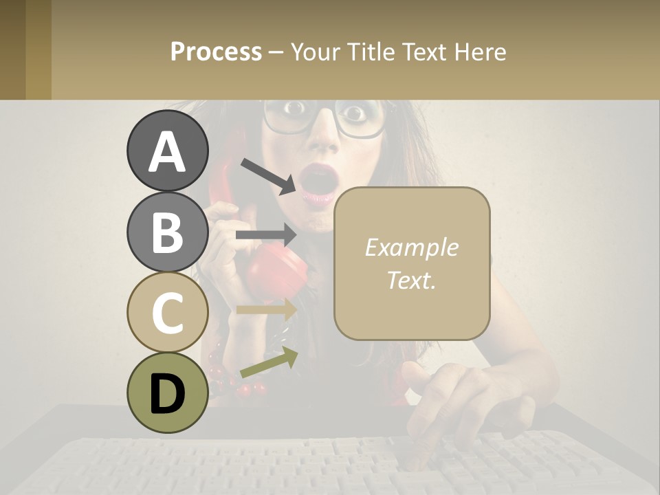 A Woman Holding A Red Telephone Up To Her Face PowerPoint Template