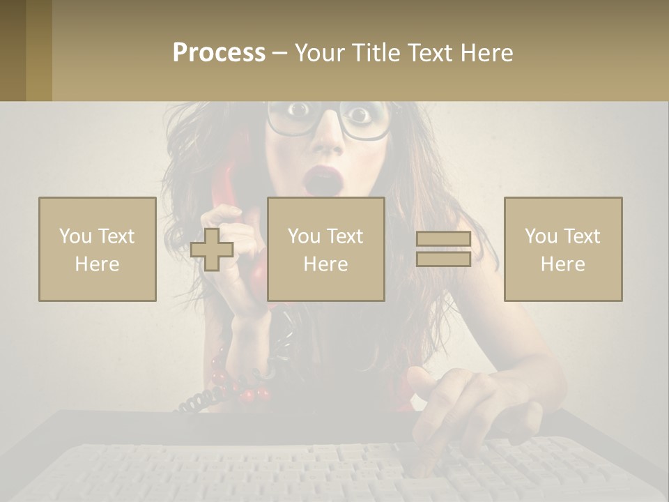 A Woman Holding A Red Telephone Up To Her Face PowerPoint Template