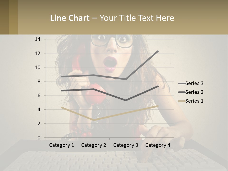 A Woman Holding A Red Telephone Up To Her Face PowerPoint Template