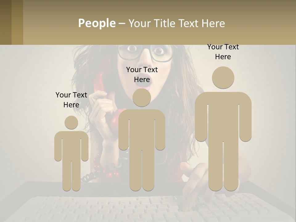 A Woman Holding A Red Telephone Up To Her Face PowerPoint Template