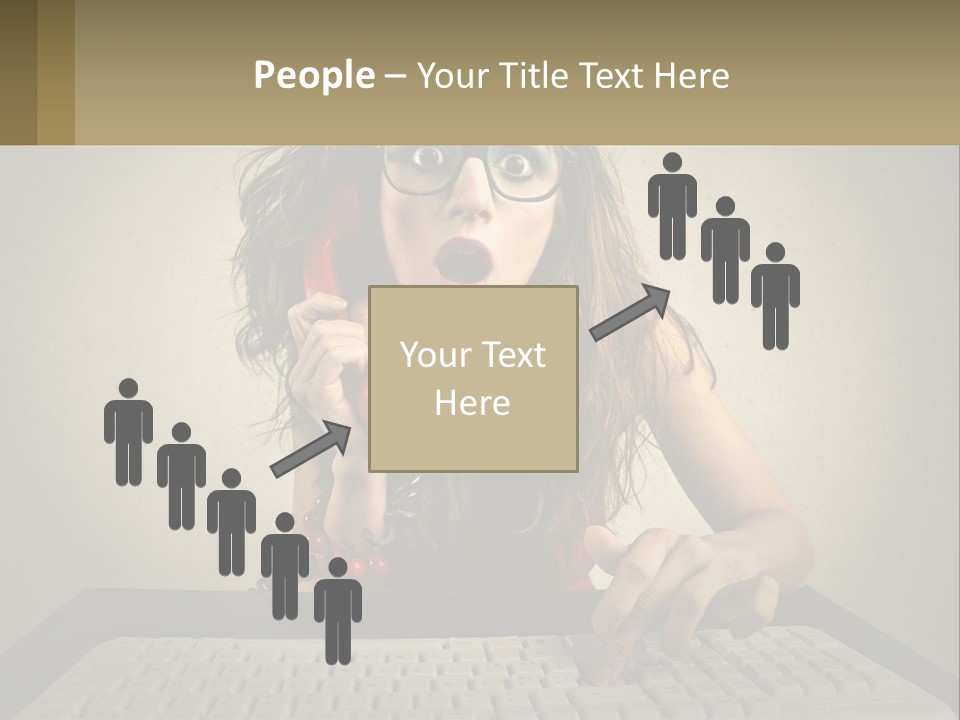 A Woman Holding A Red Telephone Up To Her Face PowerPoint Template