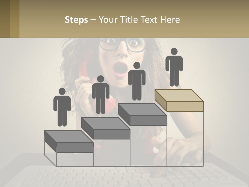 A Woman Holding A Red Telephone Up To Her Face PowerPoint Template