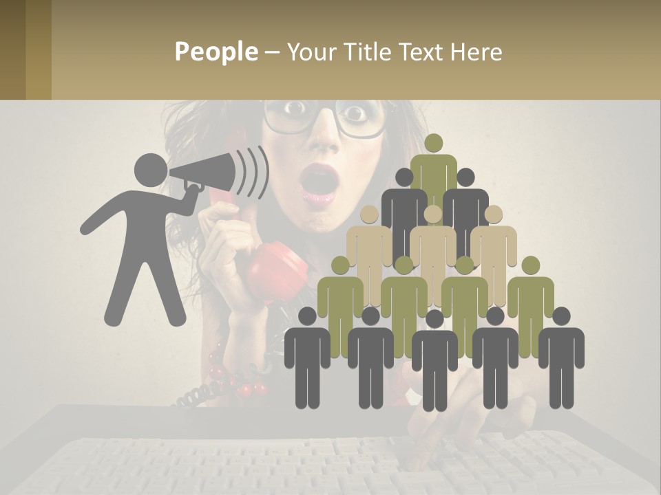 A Woman Holding A Red Telephone Up To Her Face PowerPoint Template