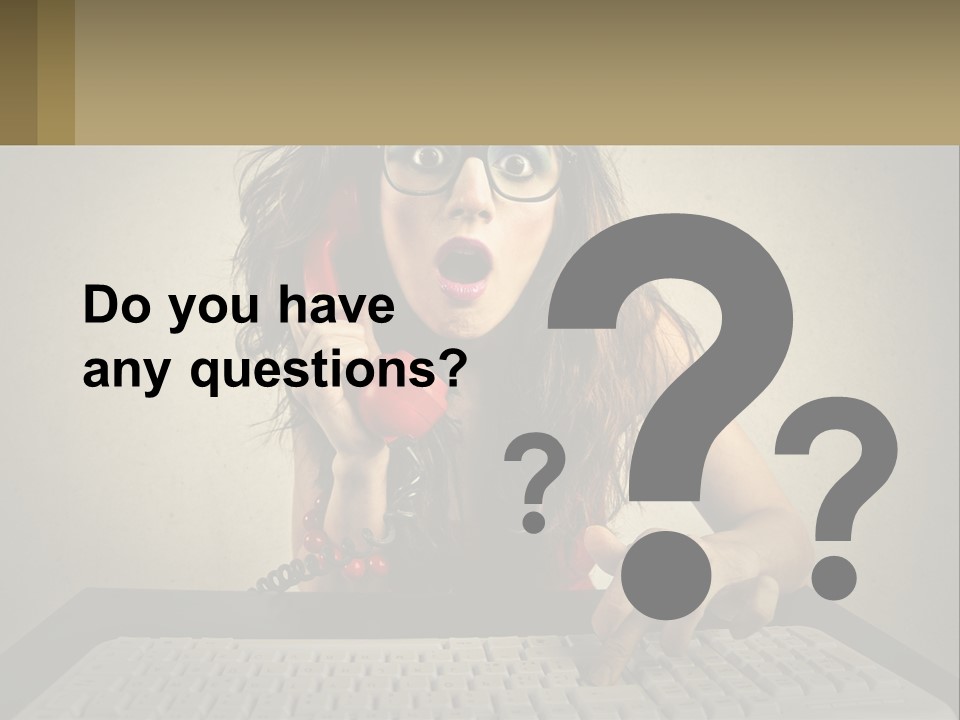 A Woman Holding A Red Telephone Up To Her Face PowerPoint Template