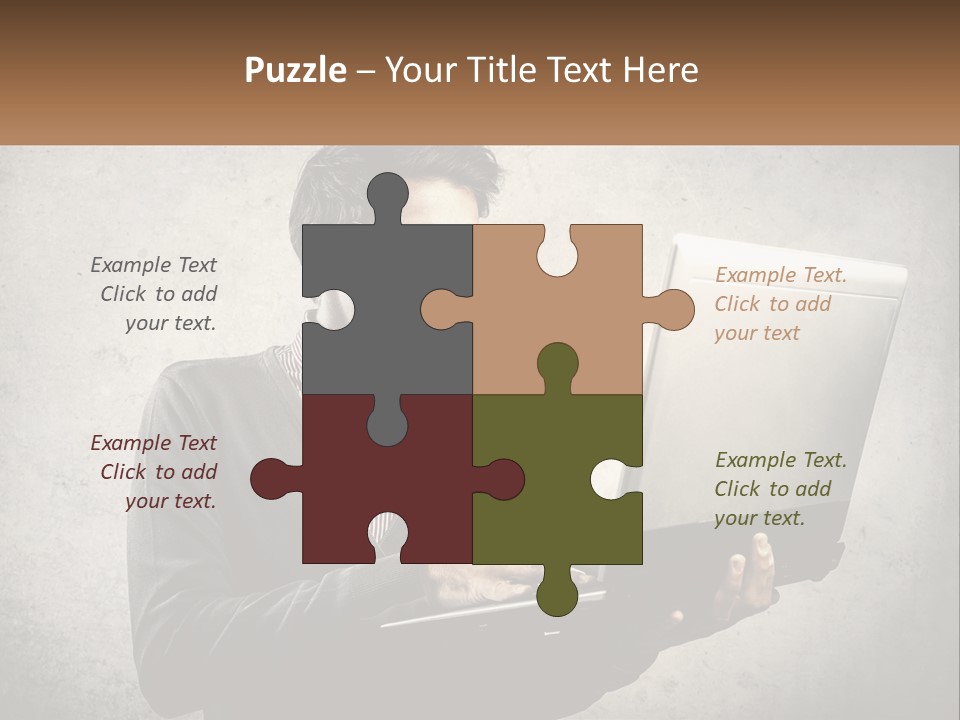 A Man In Glasses Using A Laptop Computer PowerPoint Template