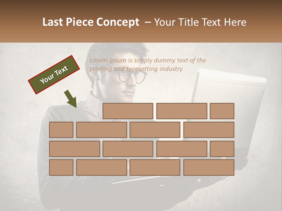 A Man In Glasses Using A Laptop Computer PowerPoint Template