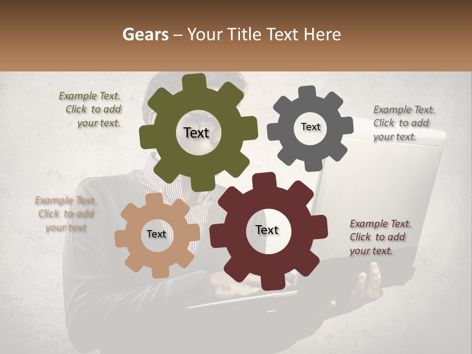 A Man In Glasses Using A Laptop Computer PowerPoint Template