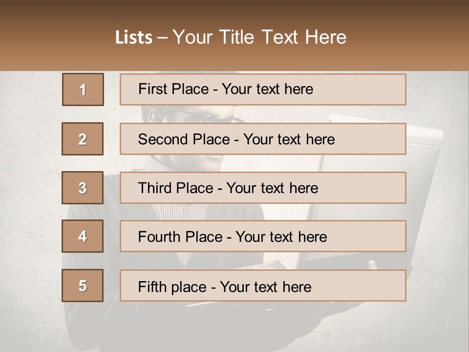 A Man In Glasses Using A Laptop Computer PowerPoint Template