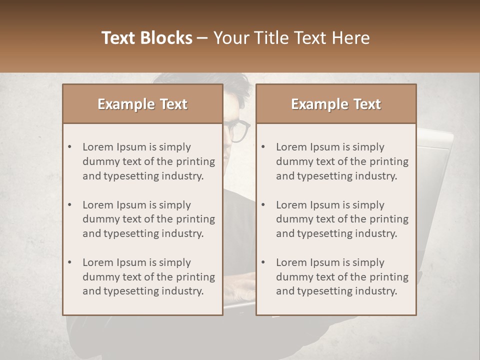 A Man In Glasses Using A Laptop Computer PowerPoint Template