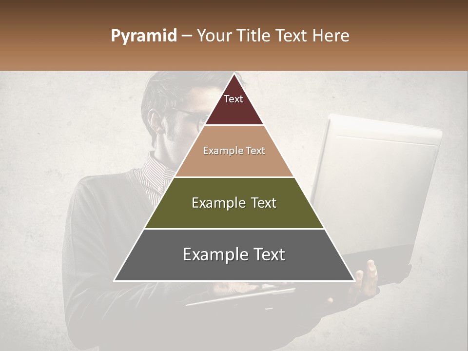 A Man In Glasses Using A Laptop Computer PowerPoint Template