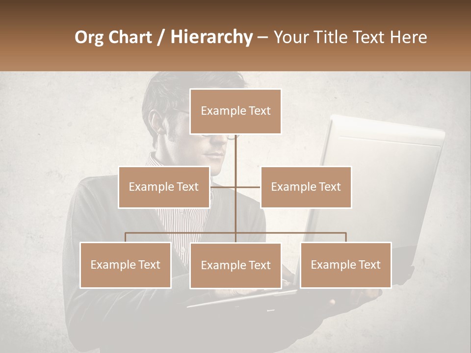 A Man In Glasses Using A Laptop Computer PowerPoint Template