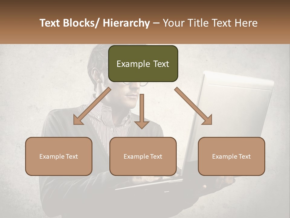 A Man In Glasses Using A Laptop Computer PowerPoint Template