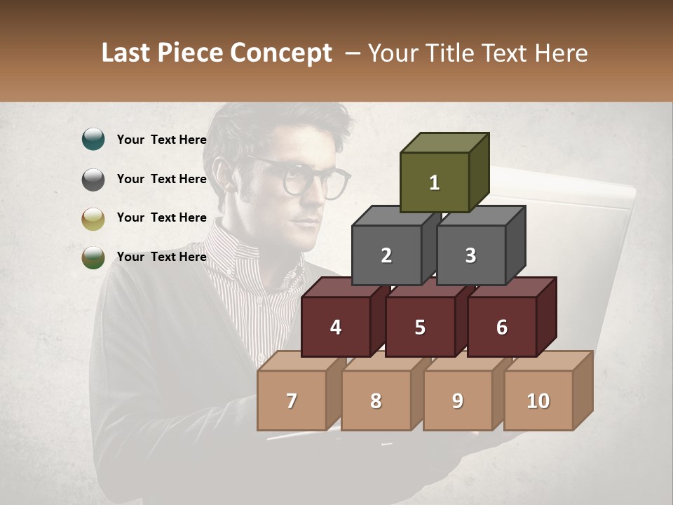 A Man In Glasses Using A Laptop Computer PowerPoint Template
