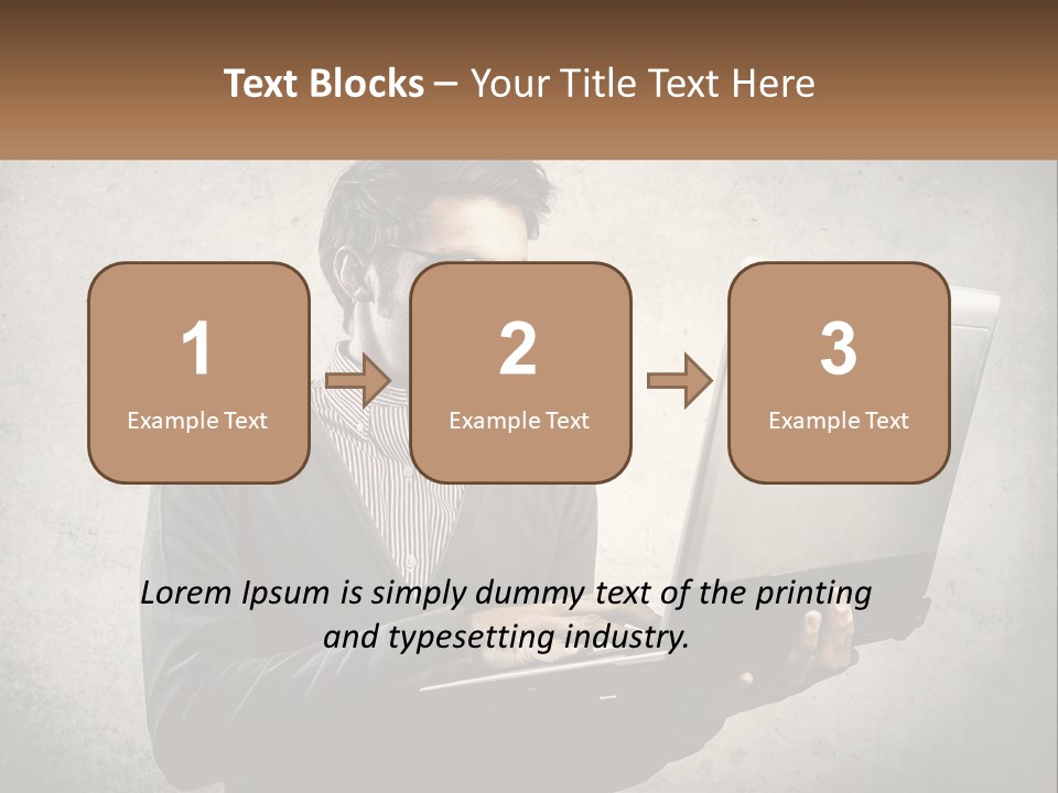 A Man In Glasses Using A Laptop Computer PowerPoint Template