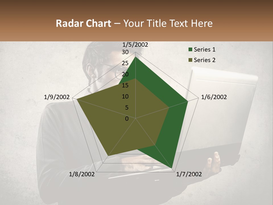A Man In Glasses Using A Laptop Computer PowerPoint Template