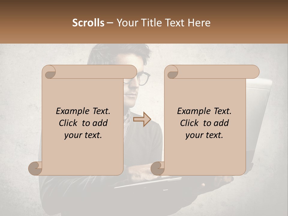 A Man In Glasses Using A Laptop Computer PowerPoint Template