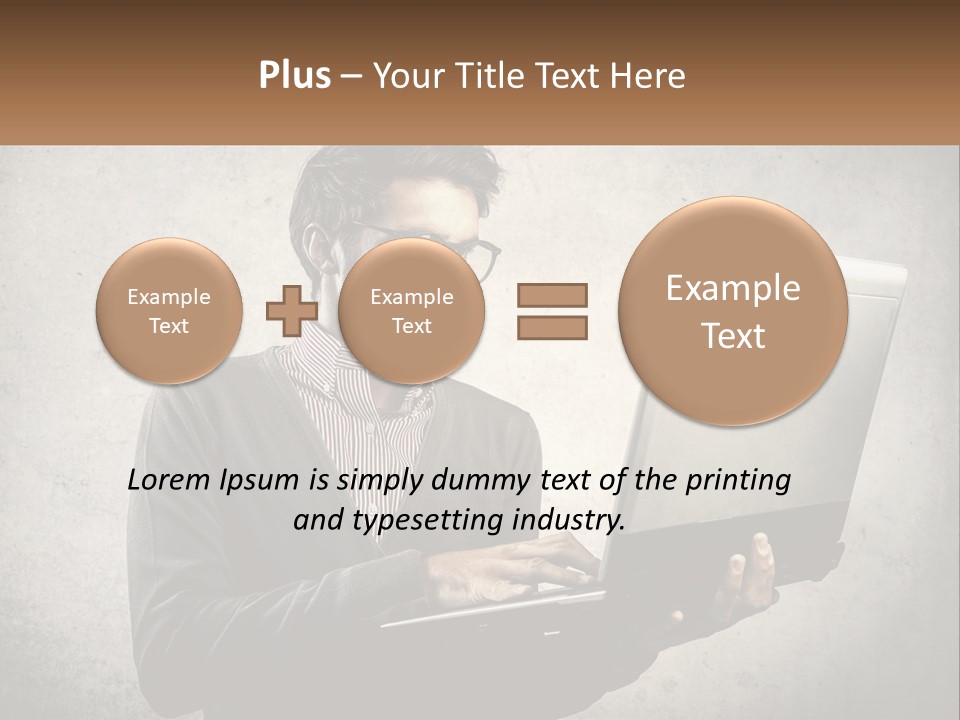 A Man In Glasses Using A Laptop Computer PowerPoint Template
