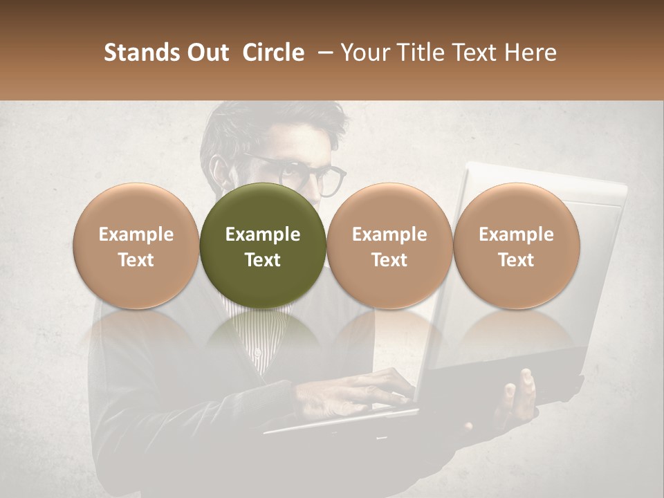 A Man In Glasses Using A Laptop Computer PowerPoint Template