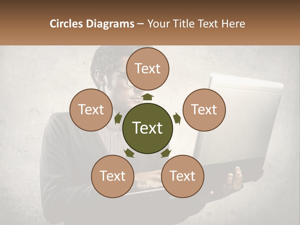 A Man In Glasses Using A Laptop Computer PowerPoint Template