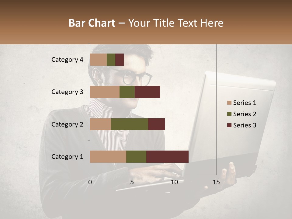 A Man In Glasses Using A Laptop Computer PowerPoint Template