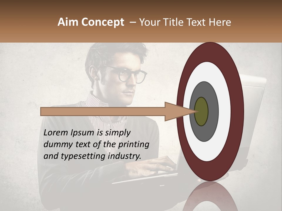 A Man In Glasses Using A Laptop Computer PowerPoint Template