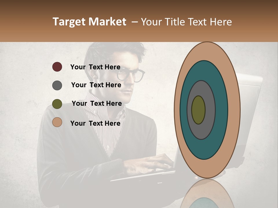 A Man In Glasses Using A Laptop Computer PowerPoint Template