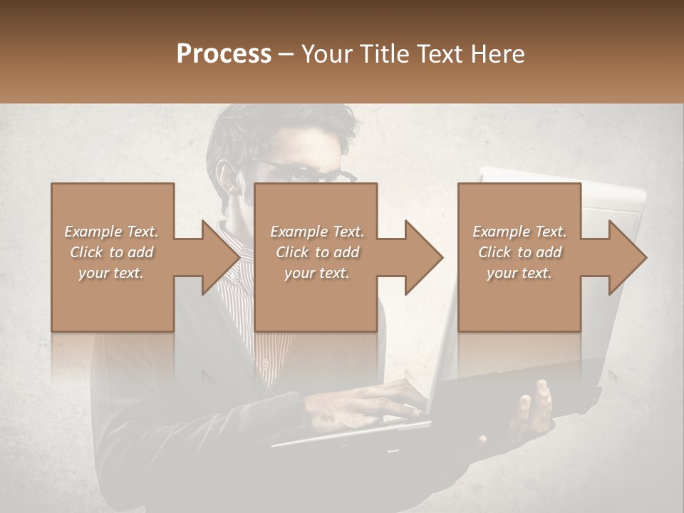 A Man In Glasses Using A Laptop Computer PowerPoint Template
