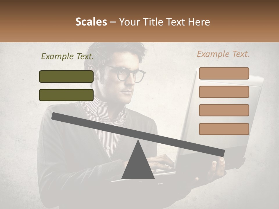 A Man In Glasses Using A Laptop Computer PowerPoint Template