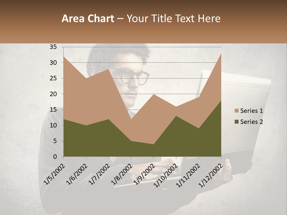 A Man In Glasses Using A Laptop Computer PowerPoint Template