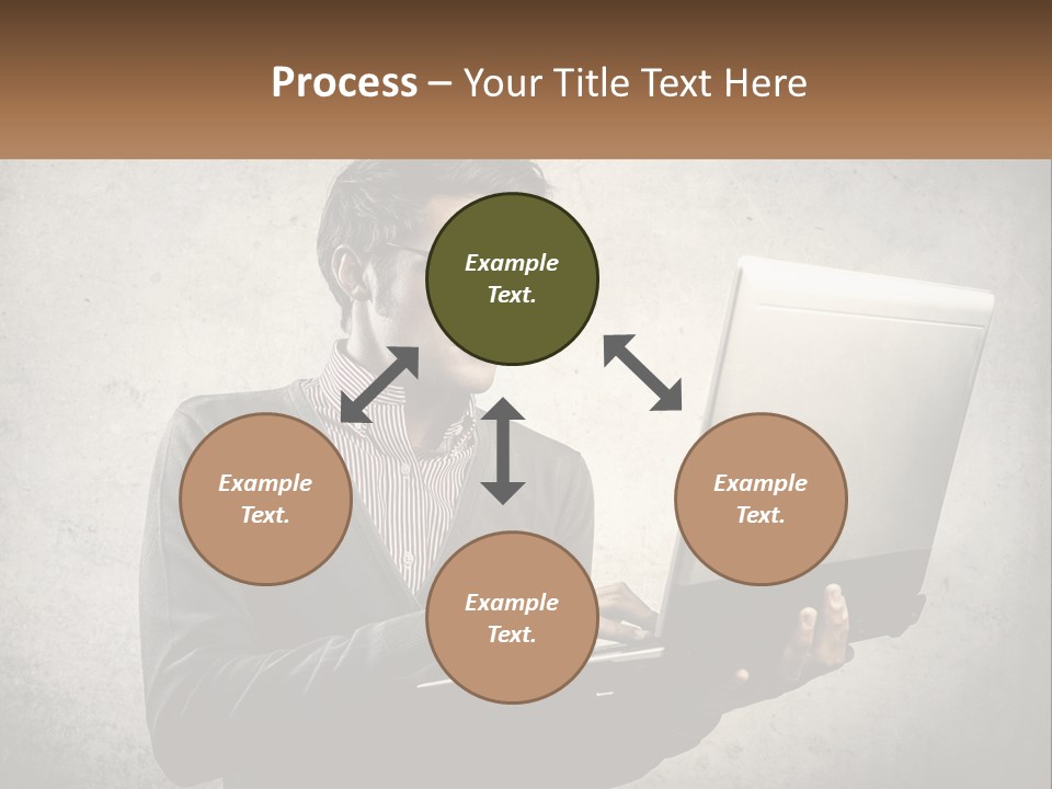 A Man In Glasses Using A Laptop Computer PowerPoint Template