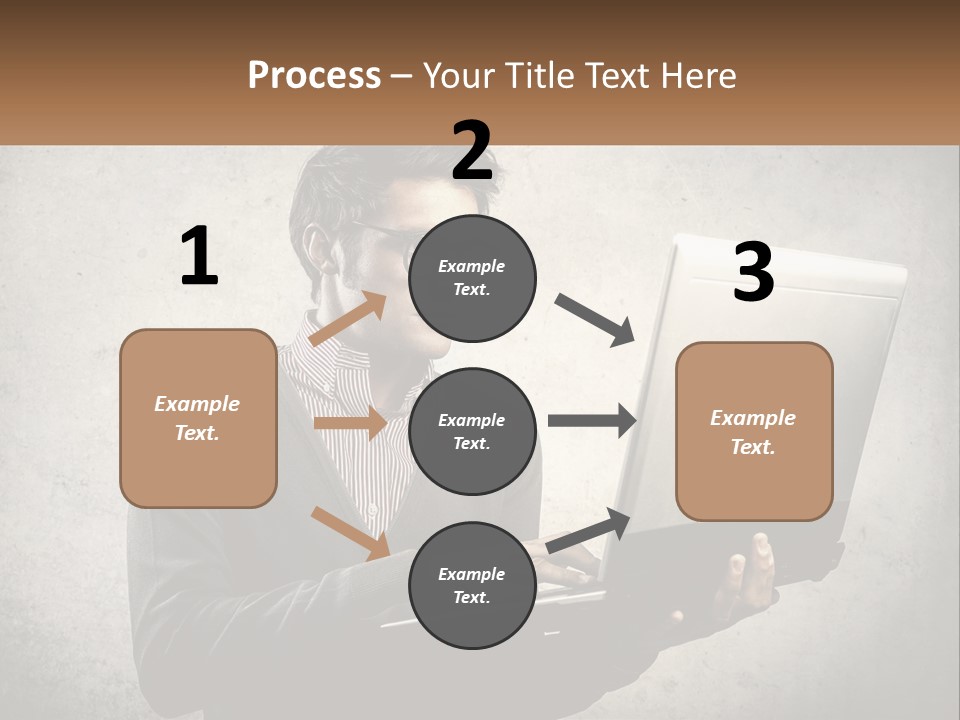 A Man In Glasses Using A Laptop Computer PowerPoint Template
