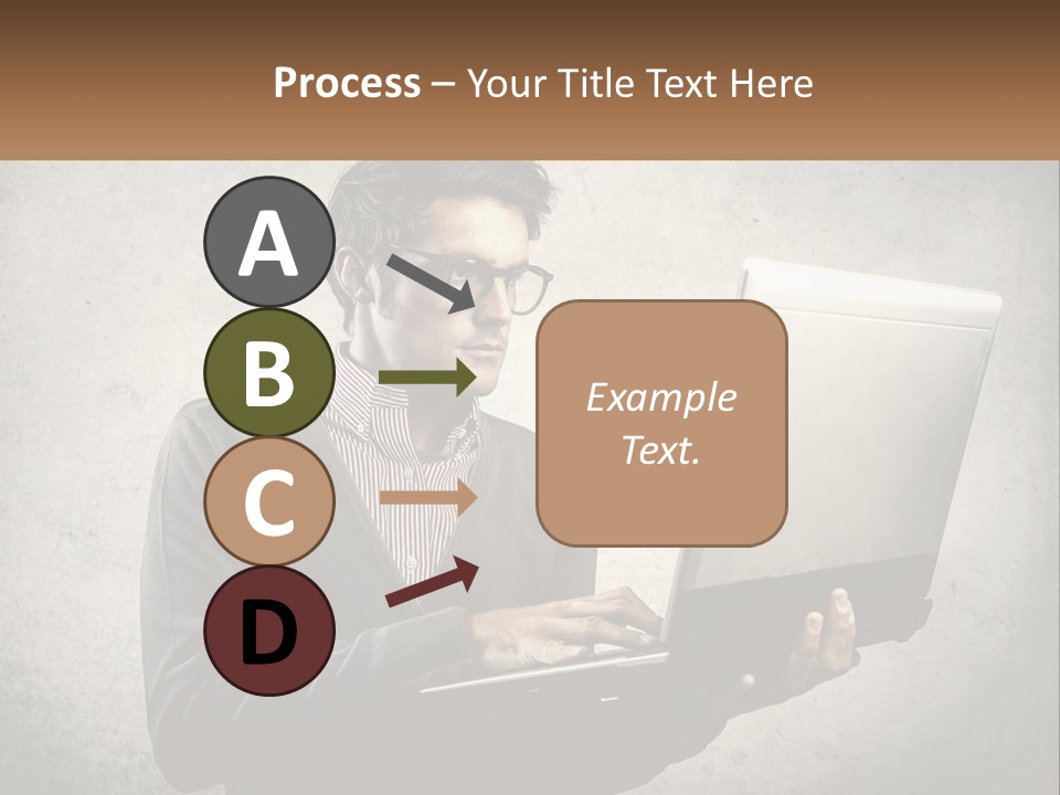 A Man In Glasses Using A Laptop Computer PowerPoint Template