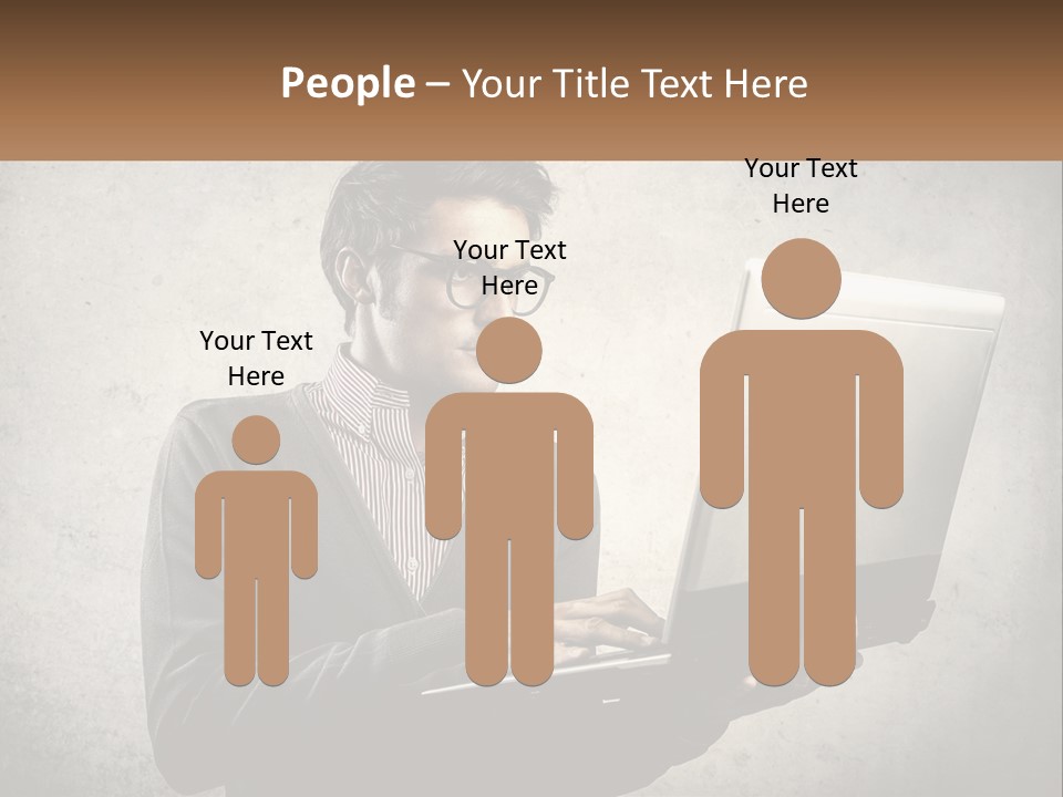 A Man In Glasses Using A Laptop Computer PowerPoint Template