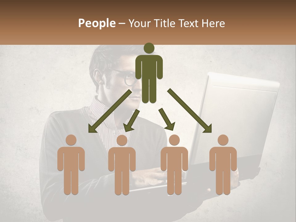 A Man In Glasses Using A Laptop Computer PowerPoint Template