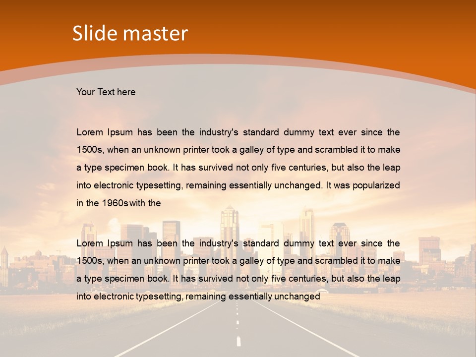 A Road With A City In The Background PowerPoint Template