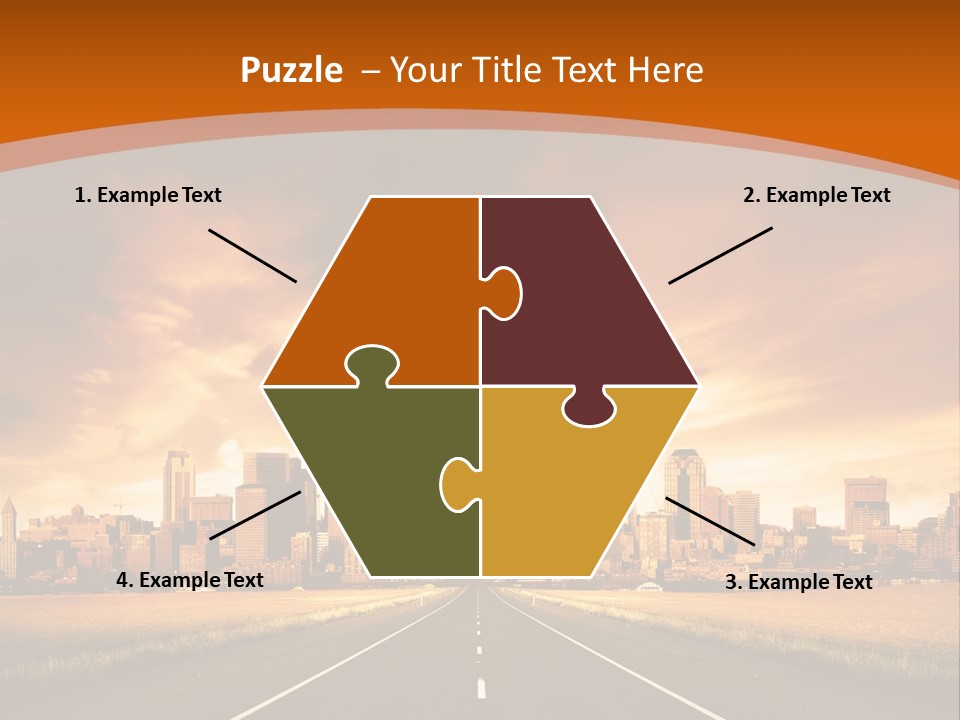 A Road With A City In The Background PowerPoint Template