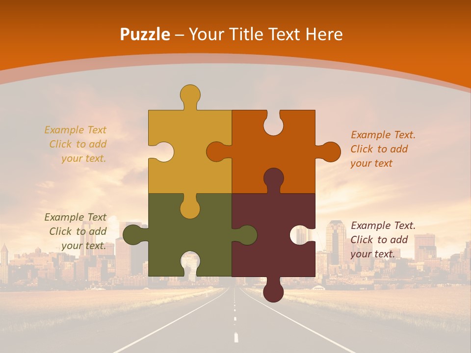 A Road With A City In The Background PowerPoint Template