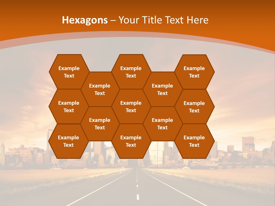 A Road With A City In The Background PowerPoint Template