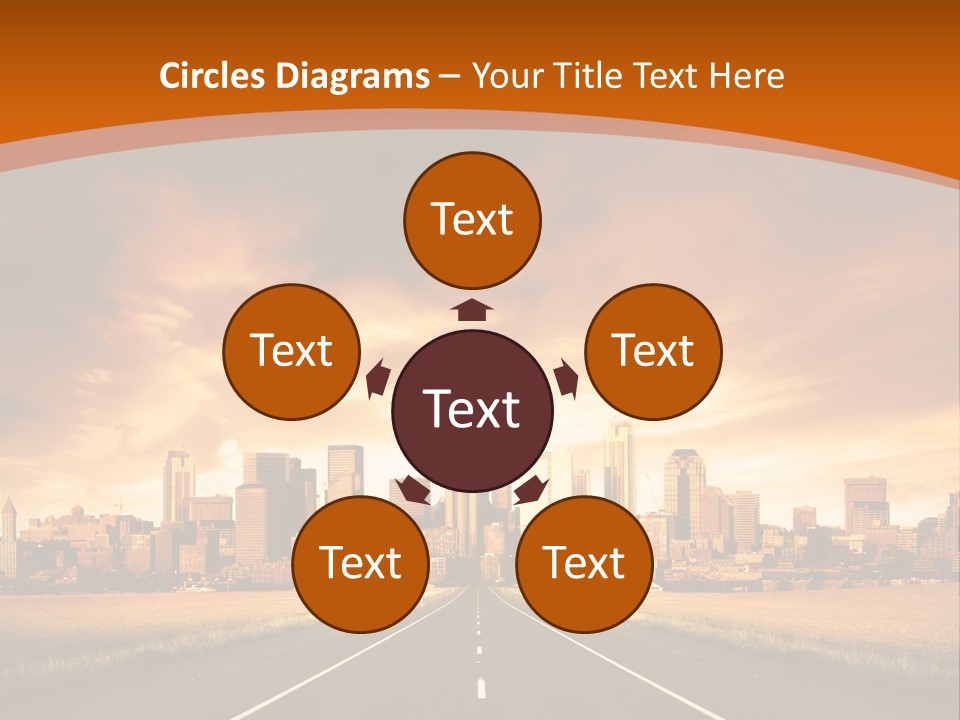 A Road With A City In The Background PowerPoint Template