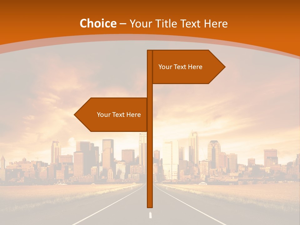 A Road With A City In The Background PowerPoint Template