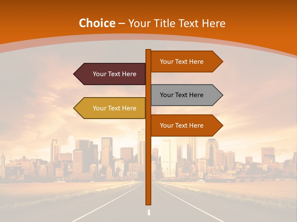 A Road With A City In The Background PowerPoint Template