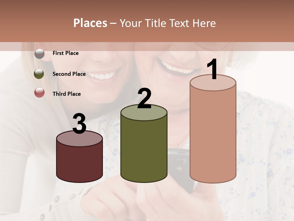 An Elderly Woman And A Young Woman Looking At A Cell Phone PowerPoint Template