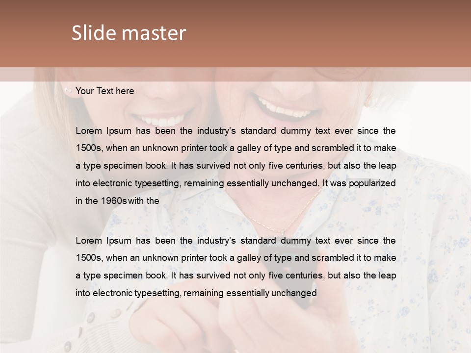 An Elderly Woman And A Young Woman Looking At A Cell Phone PowerPoint Template