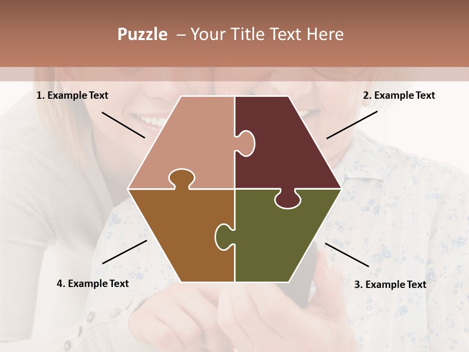 An Elderly Woman And A Young Woman Looking At A Cell Phone PowerPoint Template