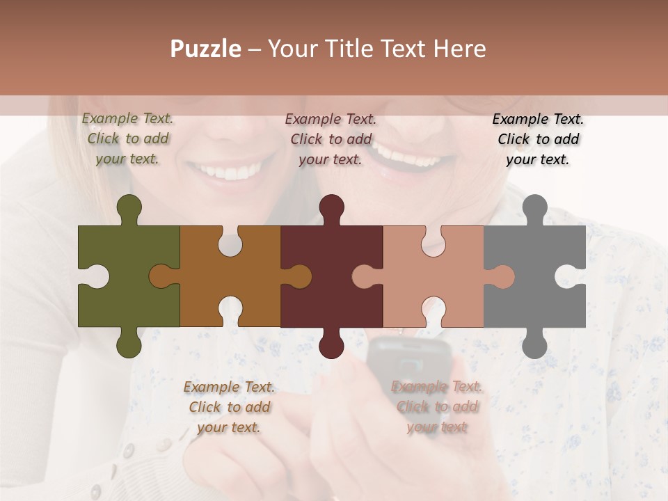 An Elderly Woman And A Young Woman Looking At A Cell Phone PowerPoint Template