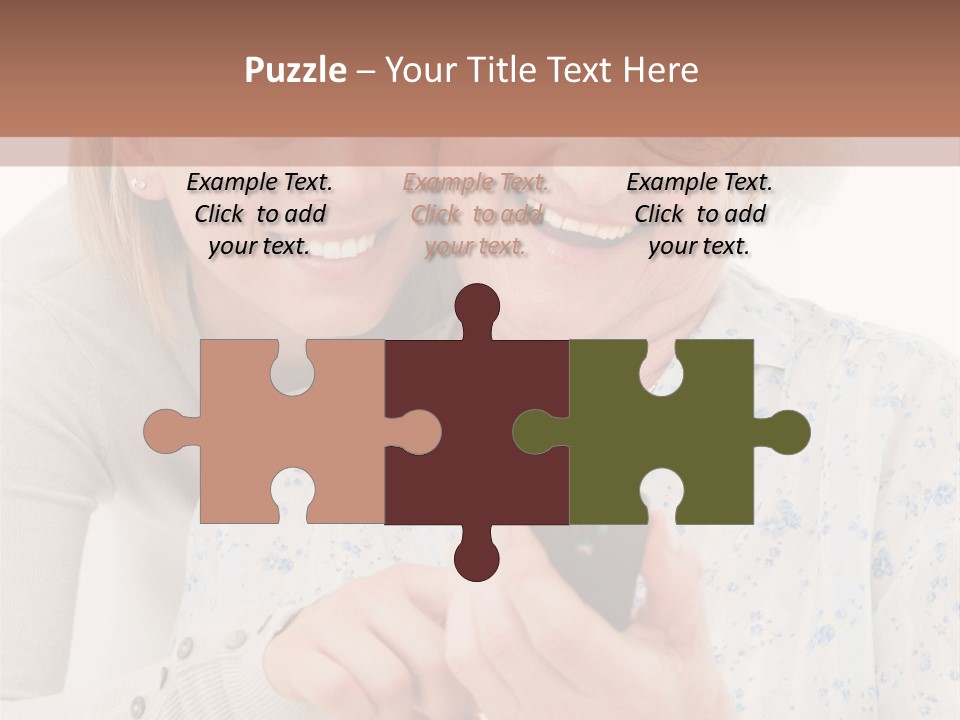 An Elderly Woman And A Young Woman Looking At A Cell Phone PowerPoint Template