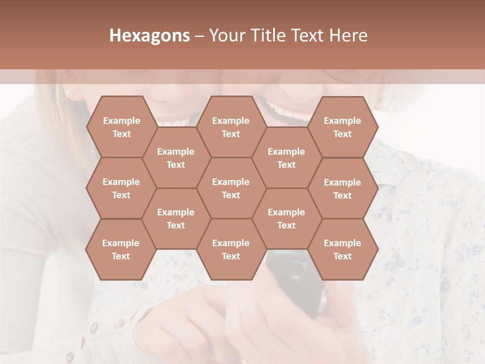 An Elderly Woman And A Young Woman Looking At A Cell Phone PowerPoint Template