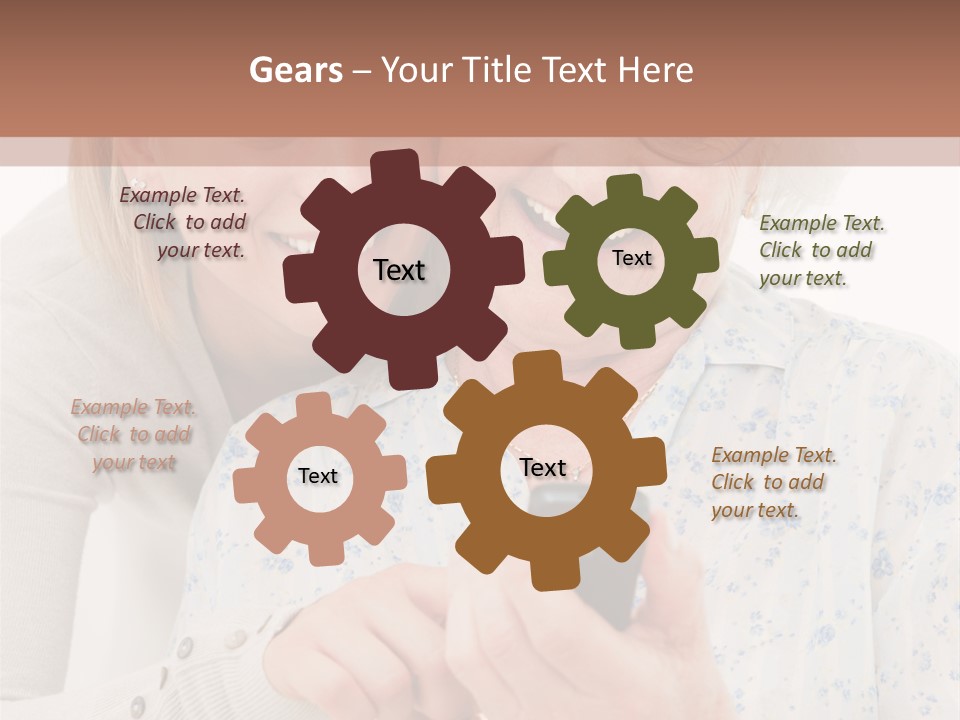 An Elderly Woman And A Young Woman Looking At A Cell Phone PowerPoint Template