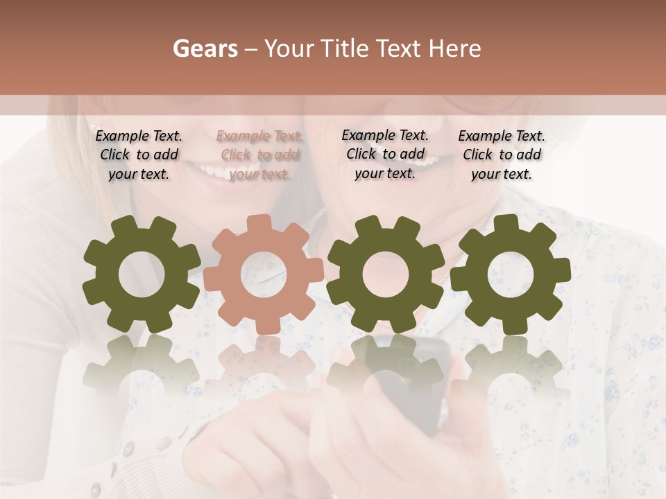 An Elderly Woman And A Young Woman Looking At A Cell Phone PowerPoint Template