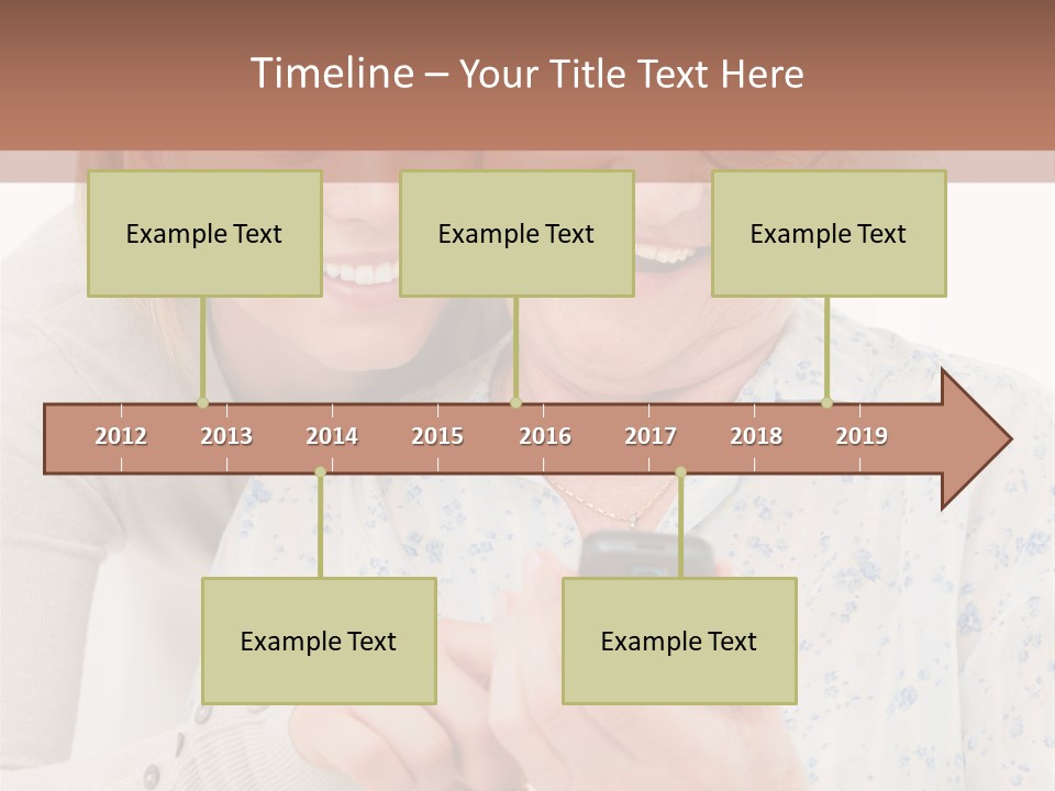 An Elderly Woman And A Young Woman Looking At A Cell Phone PowerPoint Template